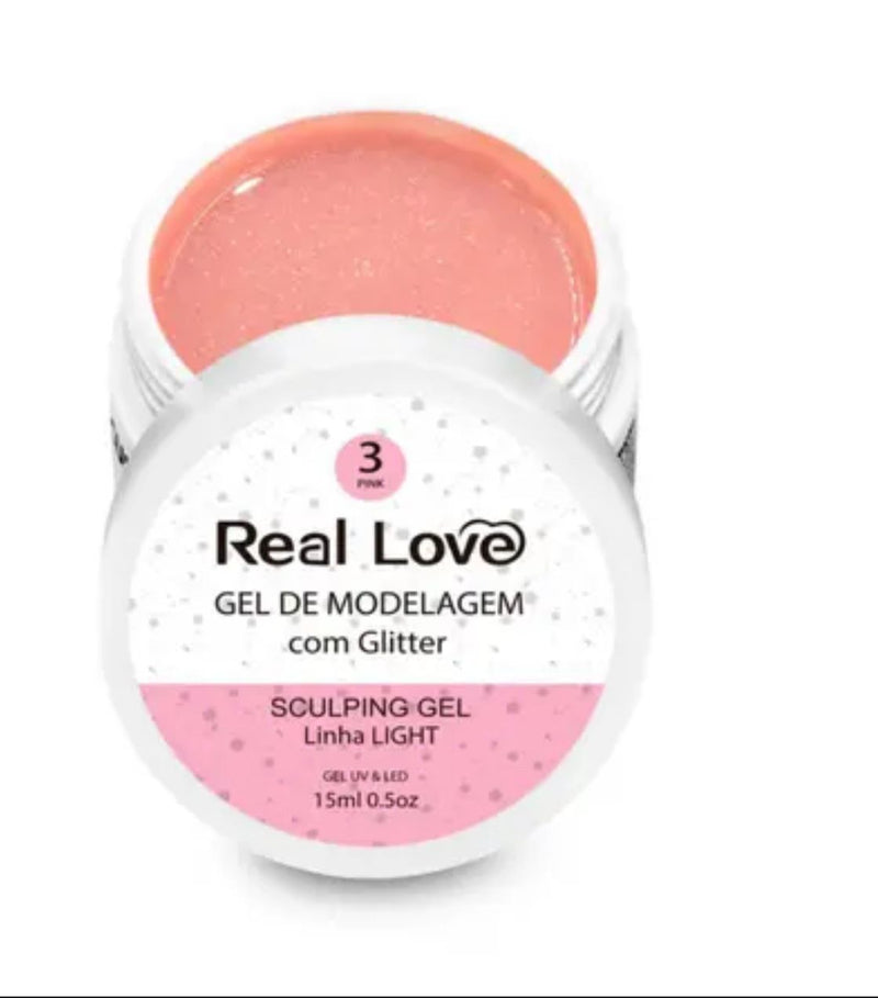 Gel Real LOVE com Glitter 15ml