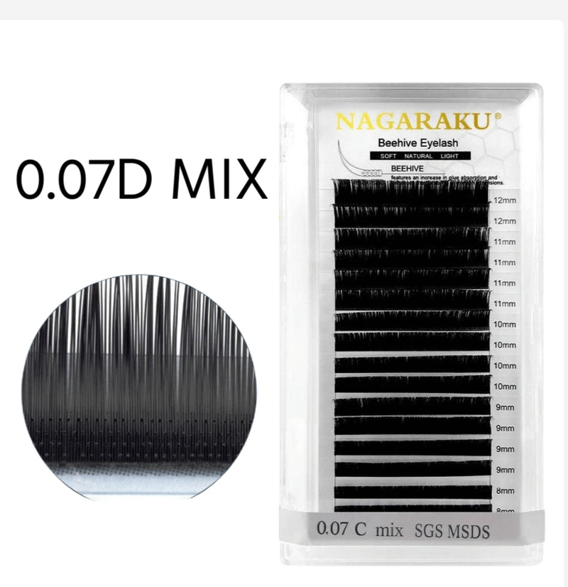 EXTENSIONES DE PESTAÑAS BEEHIVE EYELASH 0.07D MIX NAGARAKU