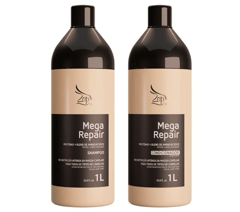 KIT MEGA REPAIR - SHAMPOO 1L + CONDICIONADOR 1L - ZAP COSMÉTICOS