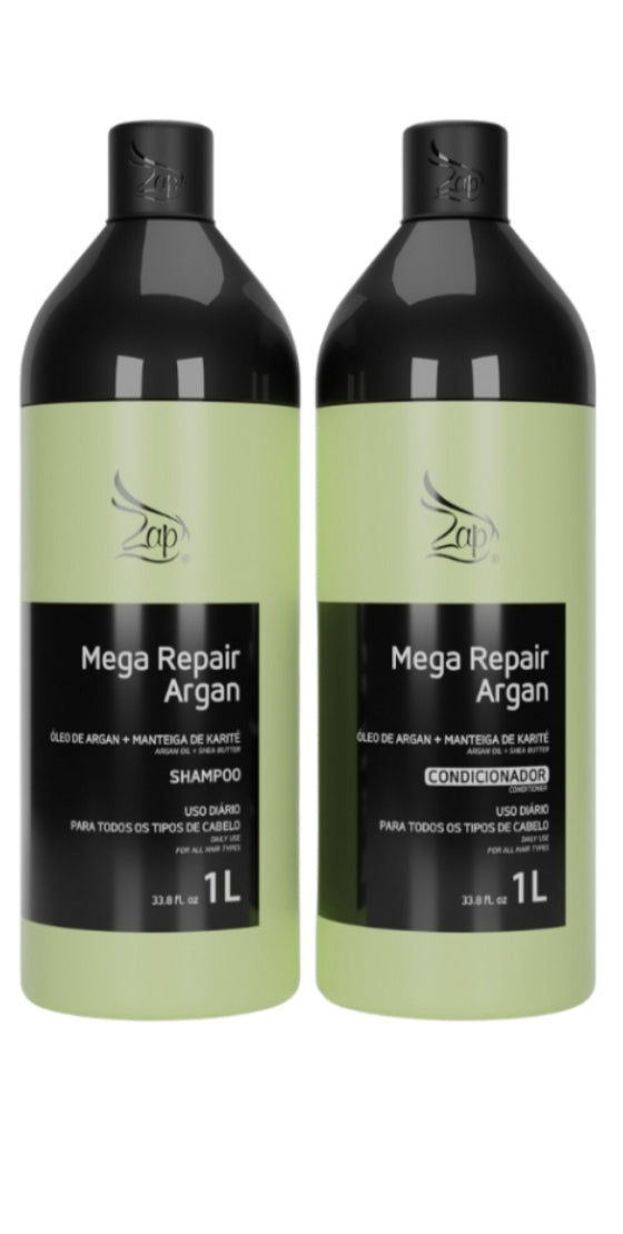 Zap Kit Mega Repair Argan Shampoo 1l y Condicionador 1l