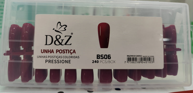 Uñas Postizas Soft Gel Vino D&Z 240 Piezas