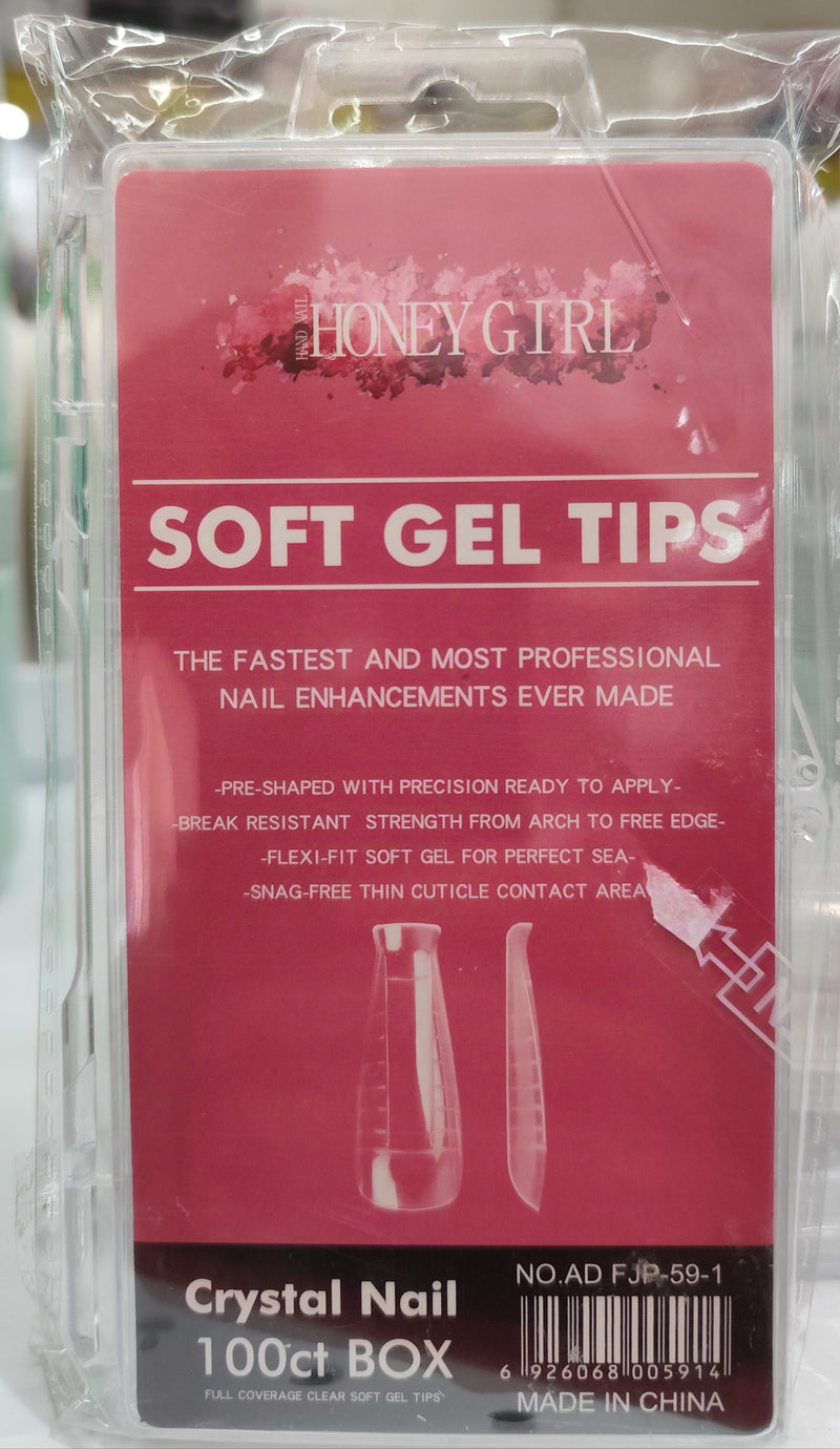 SOFT GEL Tips Bailarina Transparente com 100 ct Box