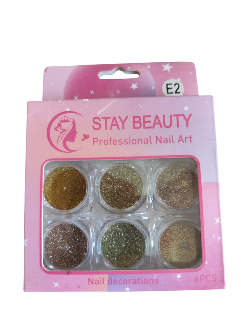 Kit 6 Glitter Encapsulado Para Uñas E6 - Stay Beauty |