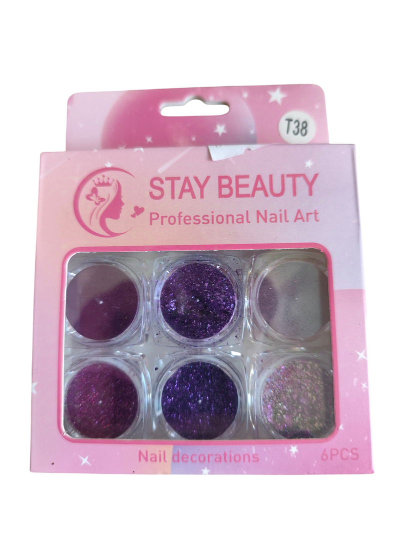 Kit 6 Glitter Encapsulado Para Uñas E6 - Stay Beauty |