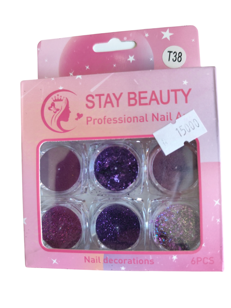 Kit 6 Glitter Encapsulado Para Uñas E6 - Stay Beauty |