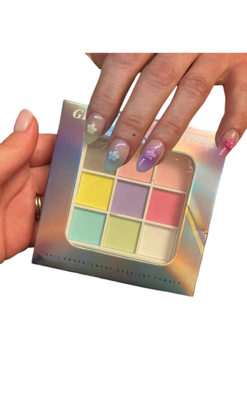 Paleta de 9 Colores en Polvo Degradado para Uñas, Purpurina de Perlas, Mate Perezoso, Polvo de Concha Sólido, Arte de Uñas Holográfico para Manicura PY