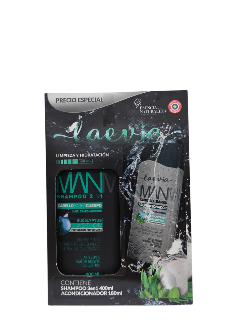 LAEVIA MAN SHAMPOO 400ml y acondicionador 180ml