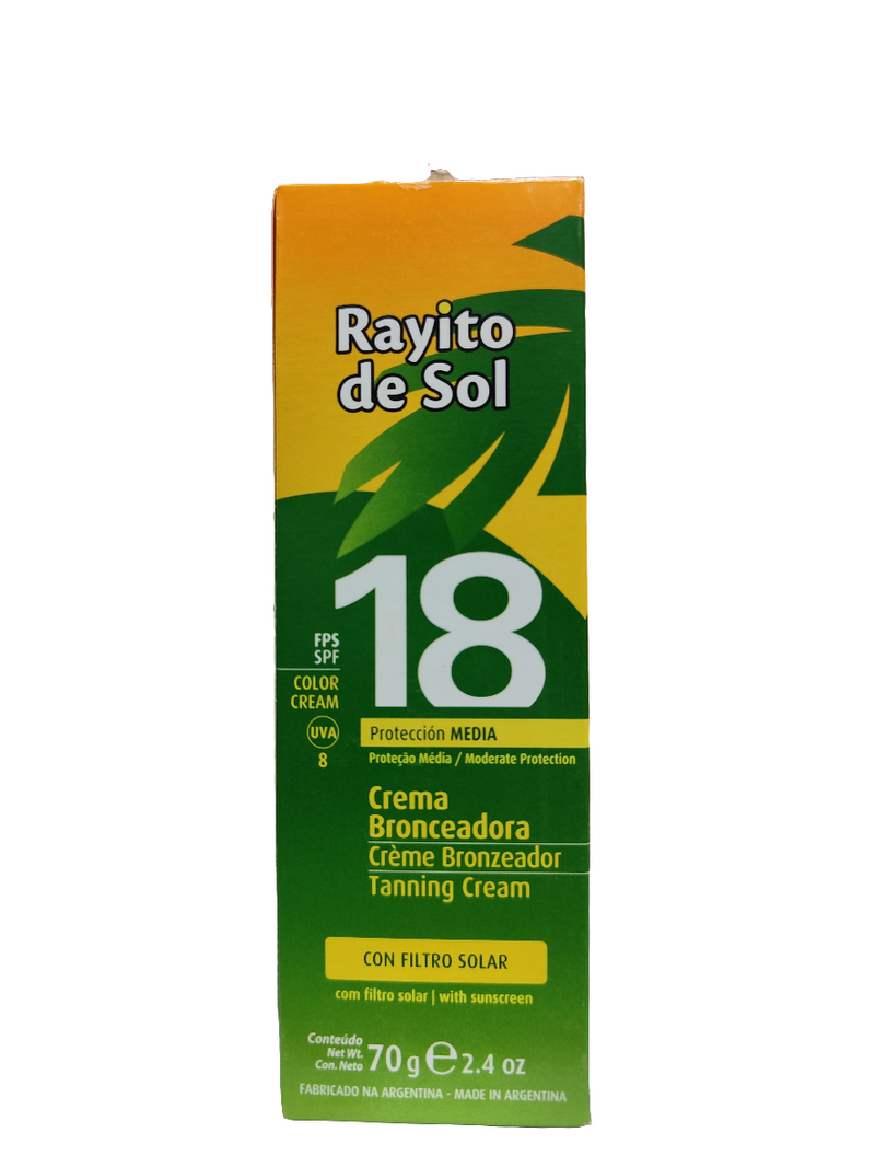 Rayito De Sol Crema Bronceadora Fps18 Piel Normal X 70g