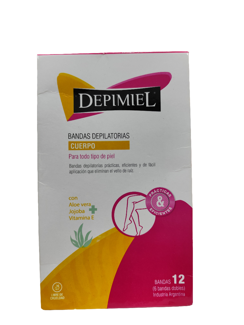 Bandas Depilatorias Para El Cuerpo Desarrollada Para Pieles Sensibles Con Aceite De Argan - Aloe vera Depimiel X12