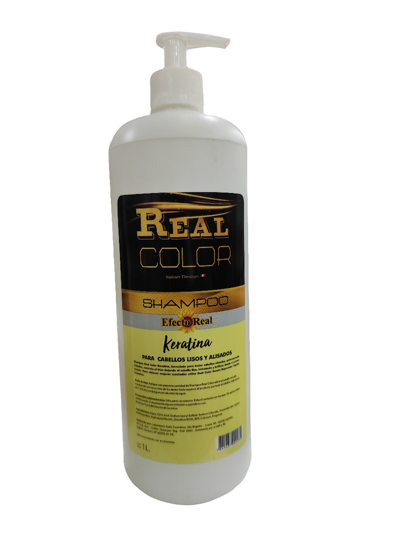 Shampoo Real Color 1lts keratina-ceramidas-semi de lino-Argan marroquí