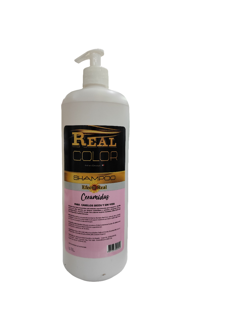 Shampoo Real Color 1lts keratina-ceramidas-semi de lino-Argan marroquí