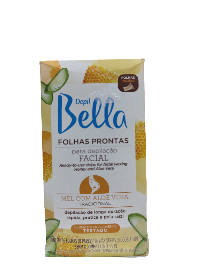 Hojas para Depilación Facial Depil Bella Miel con Aloe Vera - Argan Tradicional 16 Hojas 8 pares 35mm x 90mm